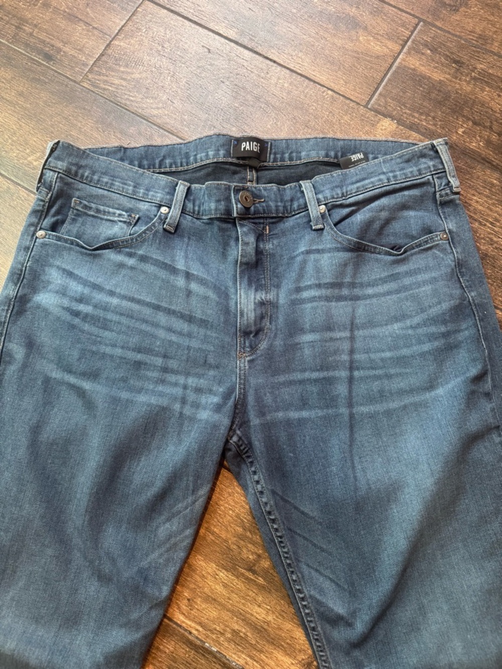 PAIGE Men's Slim Straight Jeans in Dark Blue Wash - Size 38